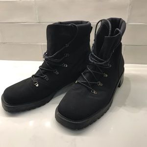 Stuart Weitzman Trekking/Combat Cloth Boots 9.5
